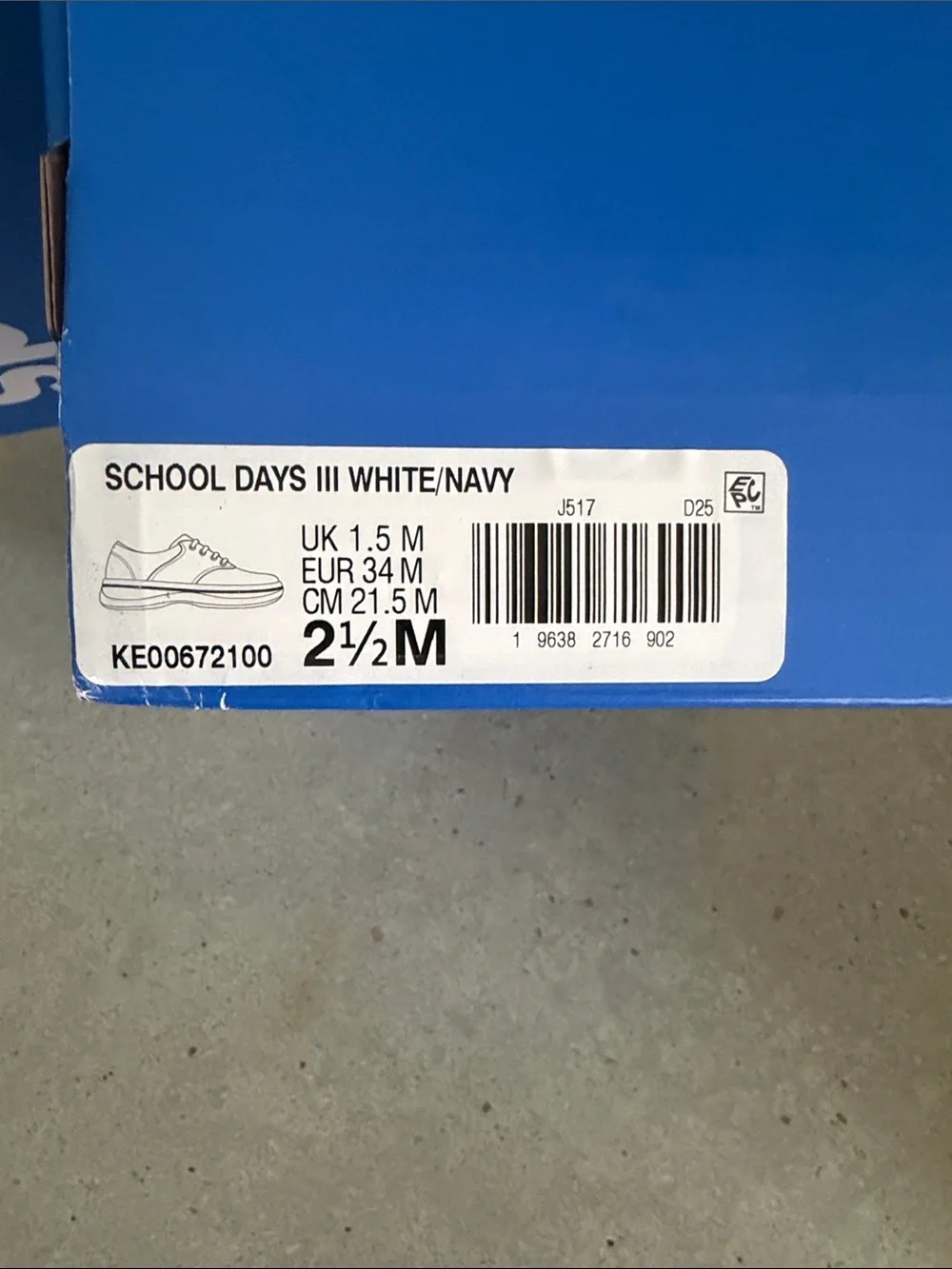 Keds Kids White and Navy Lace-Up Sneaker
